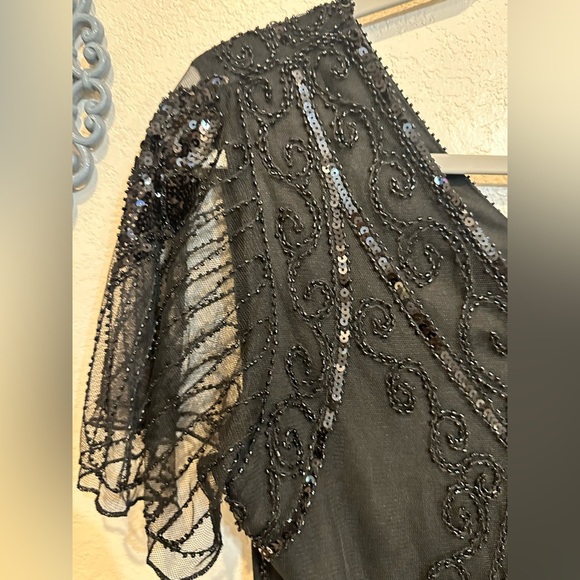 Black Embellished Tiered Midi Dress - Picture 2 of 15